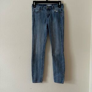 RSQ Jeans Ibiza Skinny Blue White Striped Medium Wash Stretch Girls Size 12